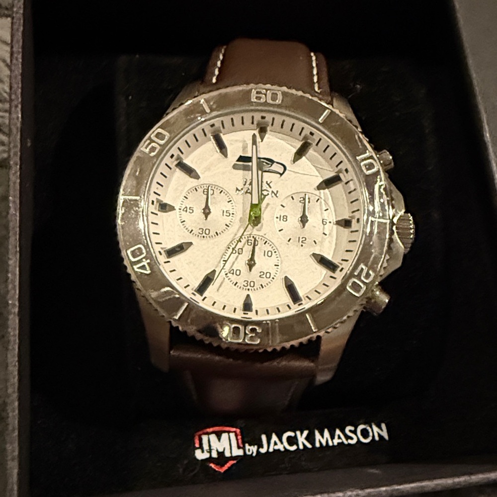 New Jack Madison Seattle Seahawks men’s watch leather band Japanese movement/box